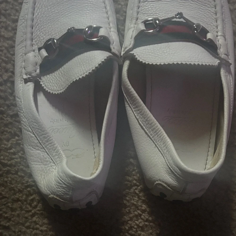 Gucci (Authentic) White Leather Loafers